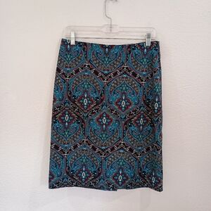 Talbots Brushed Cotton Paisley Straight Skirt
